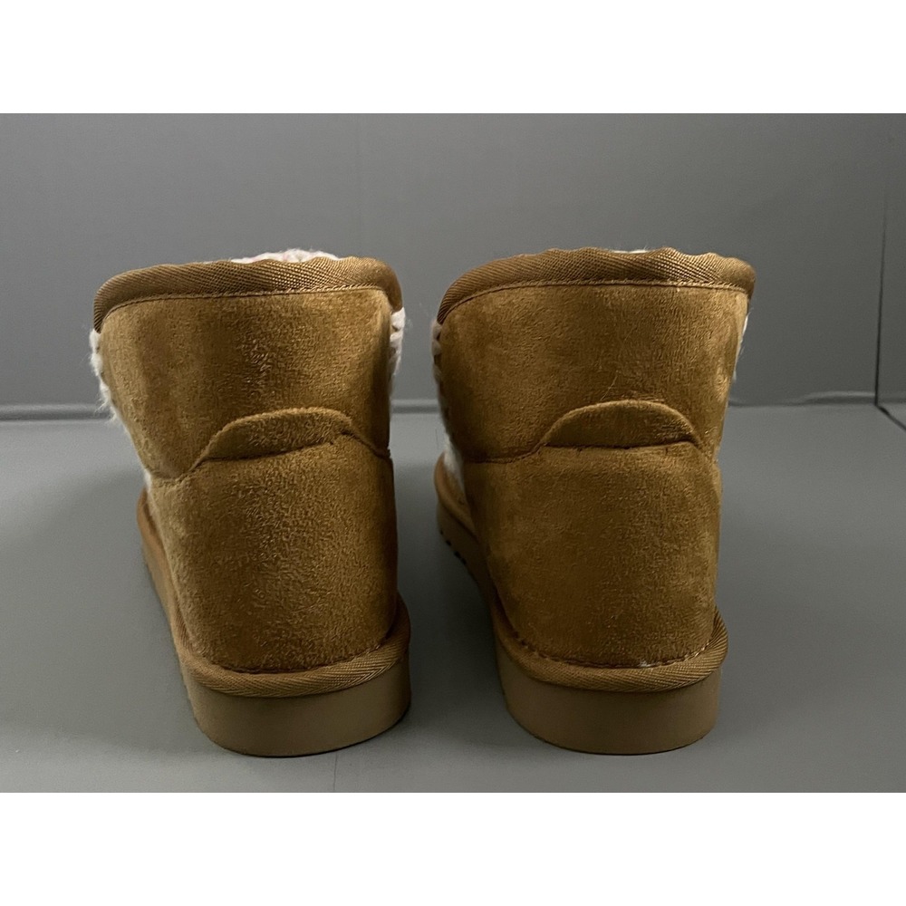 Wild Pair Jolenef Slippers Shoes Womens Size 6 Chestnut Suede Faux Fur Bootie - Picture 5 of 9
